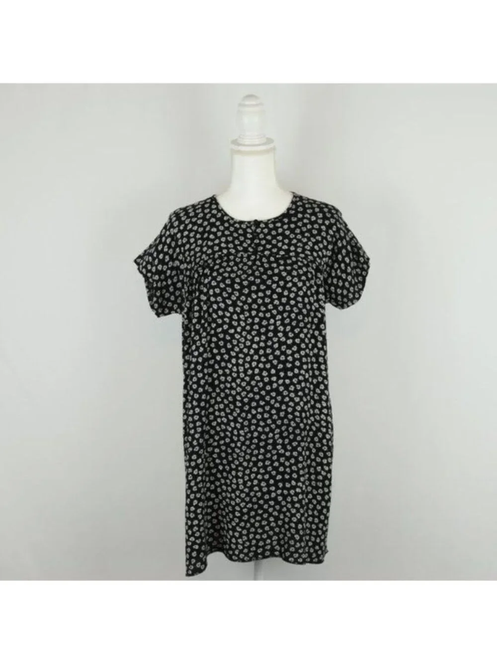 Madewell Easy Dress Women's Medium Black White Woven Floral Sheath Dress